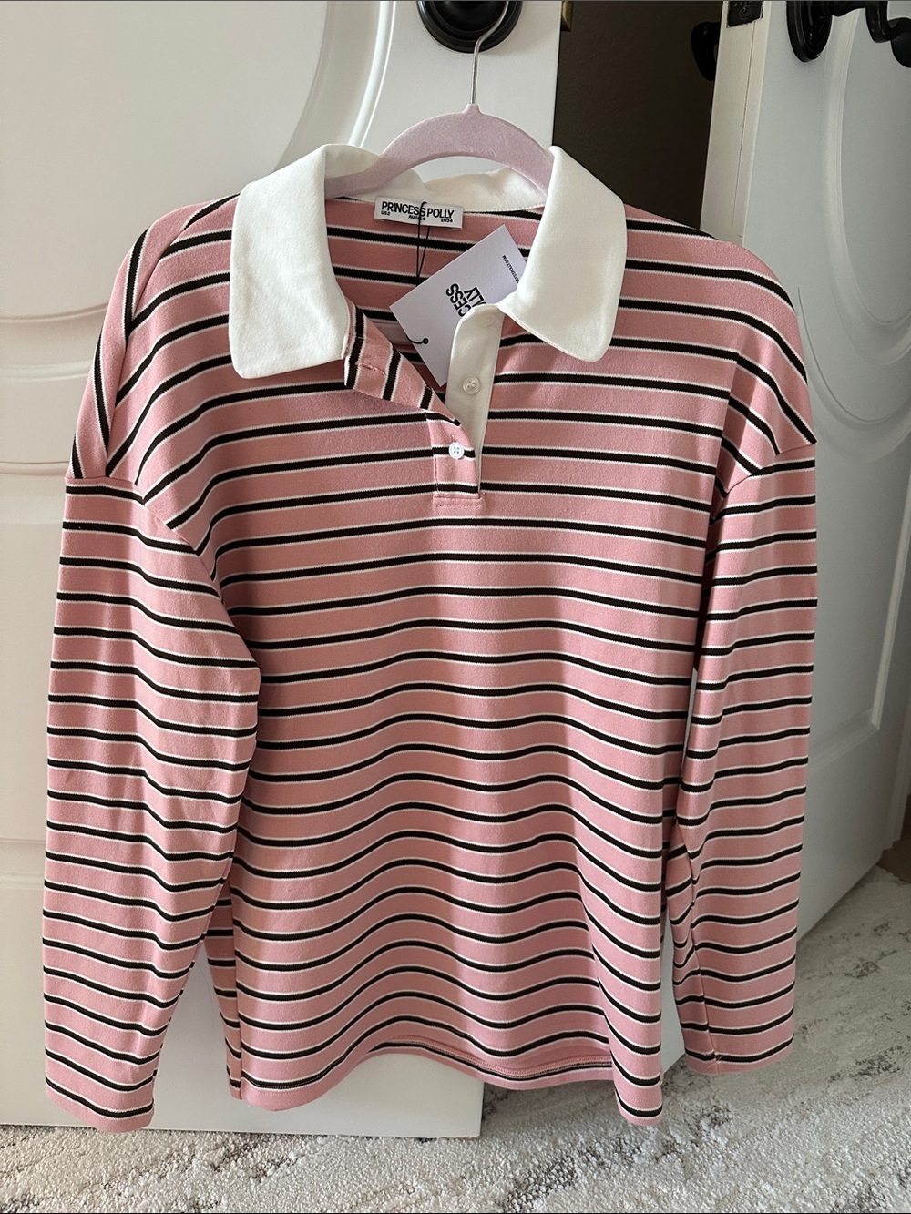 Princess Polly Pink Striped Sweater Shirt Size 2